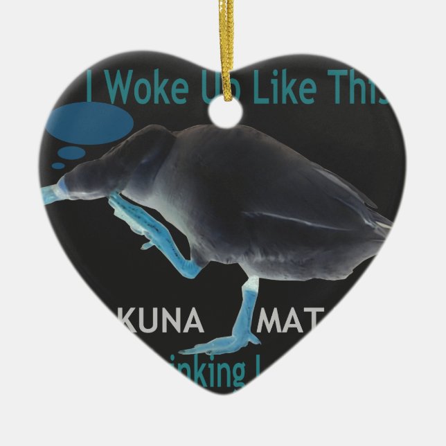 Duck with I Woke Up Like This & Hakuna Matata Text Ceramic Tree Decoration (Front)
