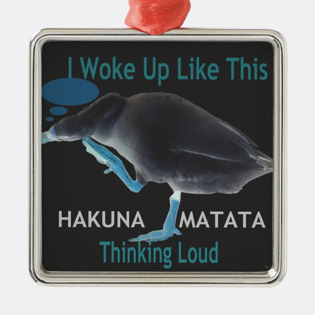 Duck with I Woke Up Like This & Hakuna Matata Text Metal Tree Decoration (Front)