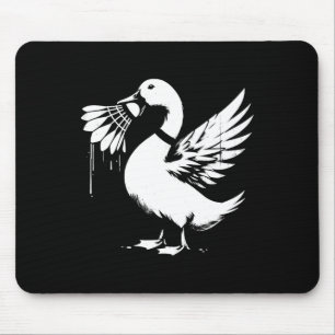 Duck With Shuttle - Funny Graphic Badminton Lover  Mouse Mat