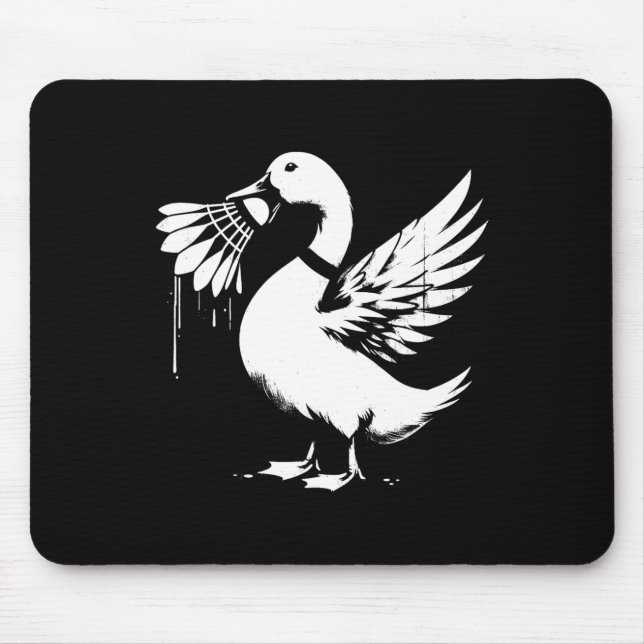 Duck With Shuttle - Funny Graphic Badminton Lover  Mouse Mat (Front)