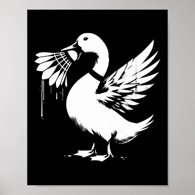 Duck With Shuttle - Funny Graphic Badminton Lover  Poster (Front)