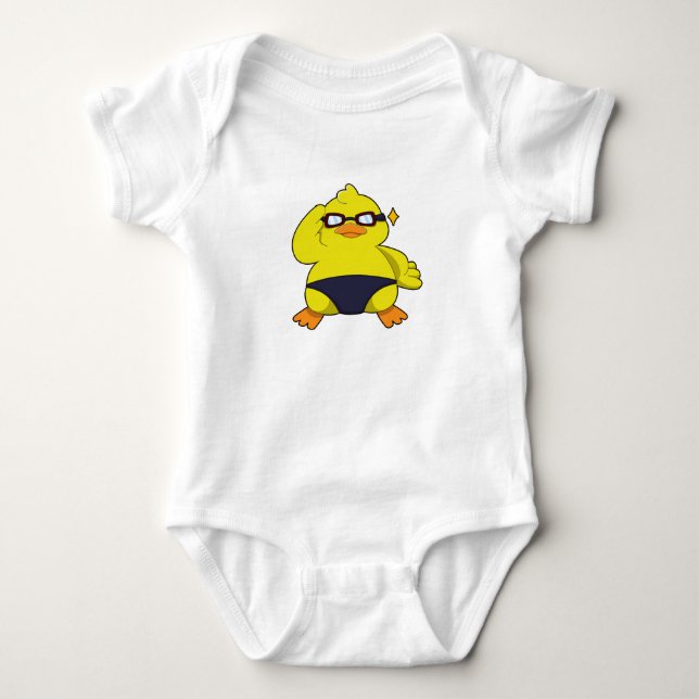 Duck with Sunglasses Baby Bodysuit (Front)