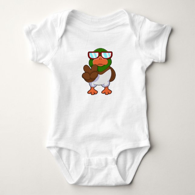 Duck with Sunglasses Baby Bodysuit (Front)