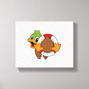 Duck with Swim ring Canvas Print
