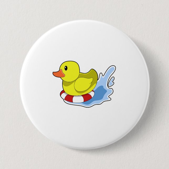 Duck with Swim ring in Water.PNG 7.5 Cm Round Badge (Front)