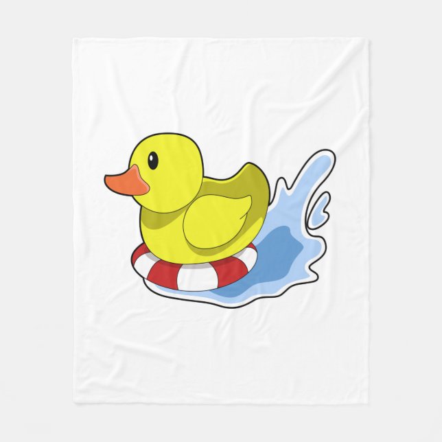 Duck with Swim ring in Water.PNG Fleece Blanket (Front)
