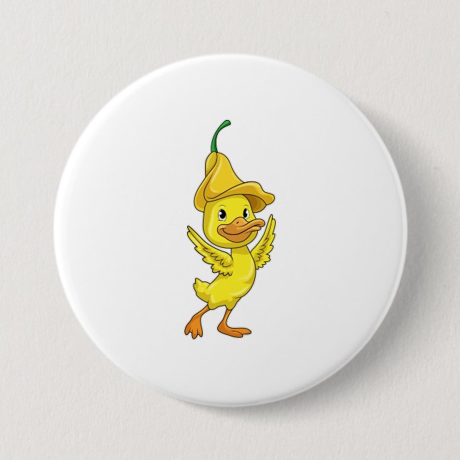 Duck with yellow Bell Cap 7.5 Cm Round Badge (Front)