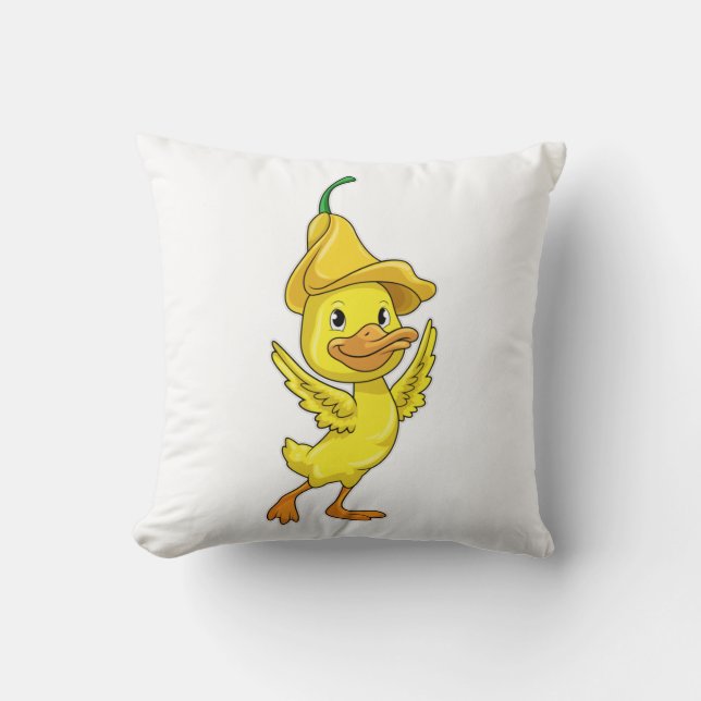 Duck with yellow Bell Cap Cushion (Front)