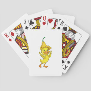 Duck with yellow Bell Cap Playing Cards