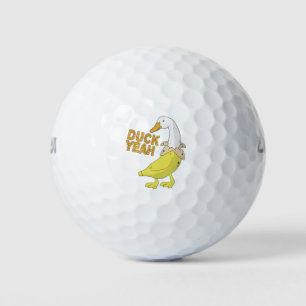 Duck Yeah Funny Banana Duck Kawaii Illustration Golf Balls