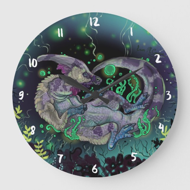 Duckbill Dinosaur Art Large Clock (Front)