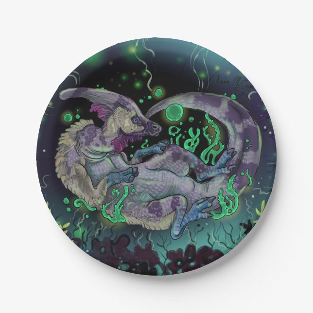 Duckbill Dinosaur Art  Paper Plate (Front)