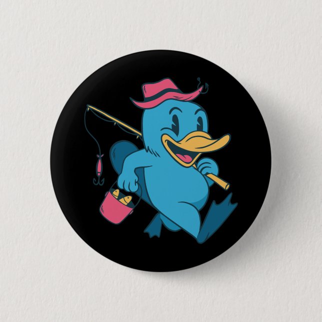 Duckbill Fisherman  6 Cm Round Badge (Front)