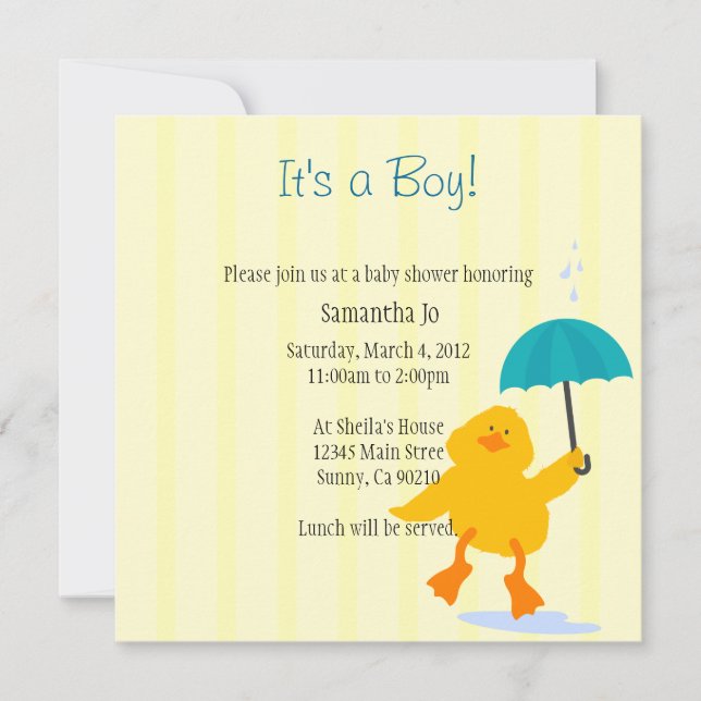 Duckie Baby Shower Invite (Front)