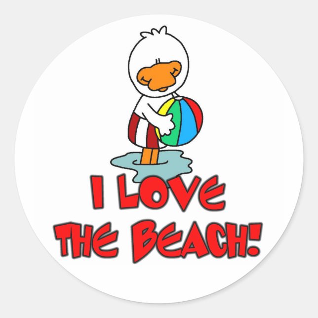 Duckie Love the Beach Classic Round Sticker (Front)