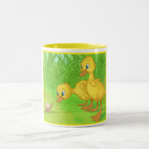 Duckings and the Snail Two-Tone Coffee Mug