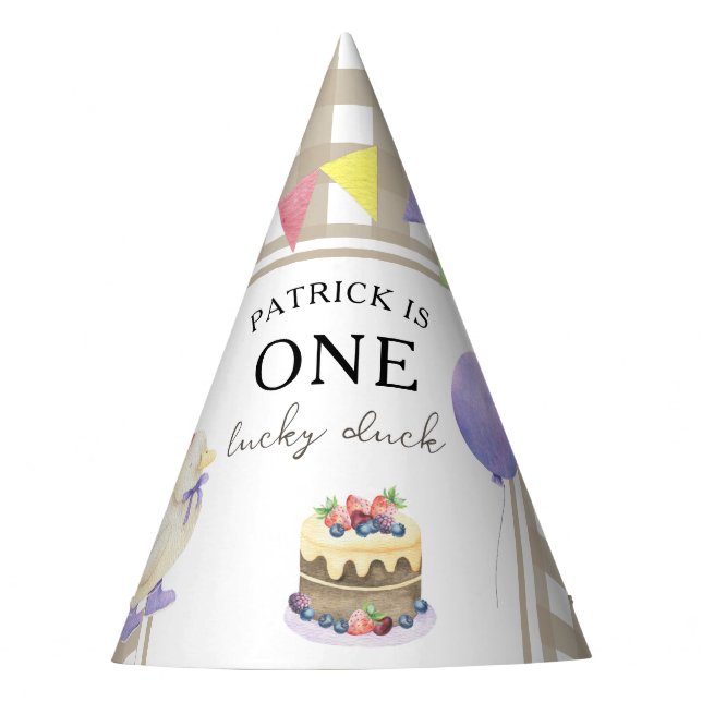 Duckling 1st birthday party hat (Front)