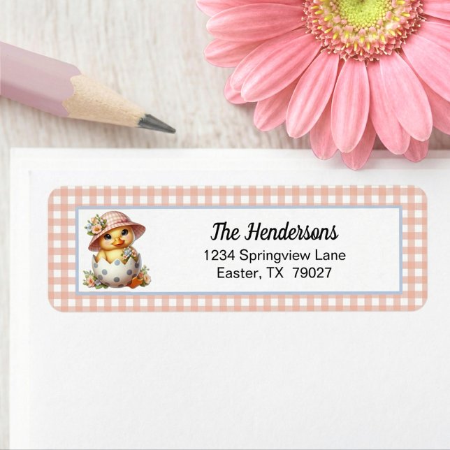 Duckling Chick in Easter Egg on Pink Gingham Plaid (Creator Uploaded)