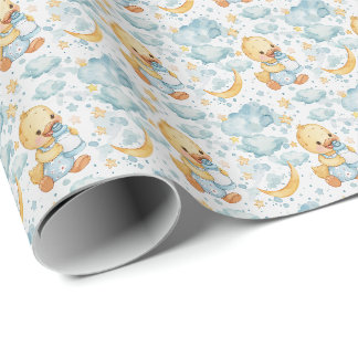 Duckling Cute Baby Pastel Watercolor Pattern Wrapping Paper