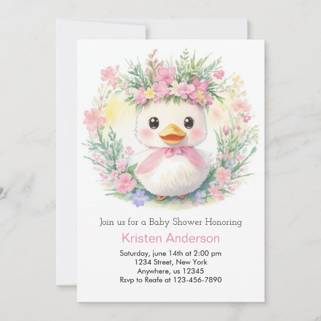Duckling Dreams: Girl Baby Shower Invitation (Front)