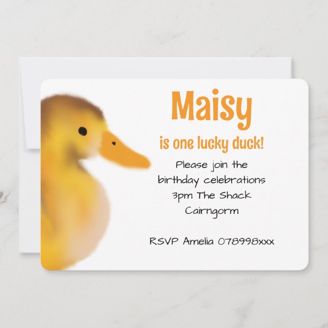 Duckling First Birthday  Invitation (Front)