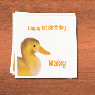 Duckling First Birthday Napkin