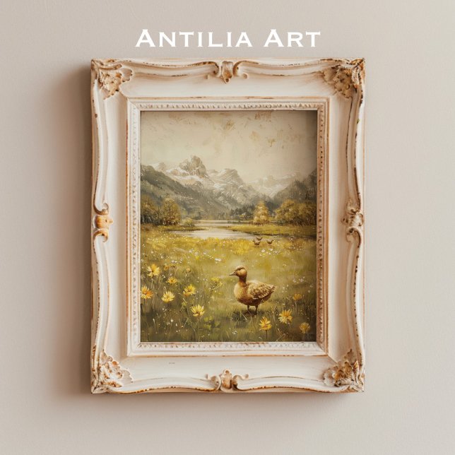Duckling Mountain Meadow Landscape Vintage Nature Poster (Creator Uploaded)