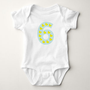 Duckling number 6 in sky blue baby bodysuit