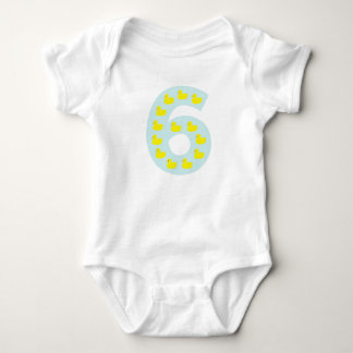 Duckling number 6 in sky blue baby bodysuit