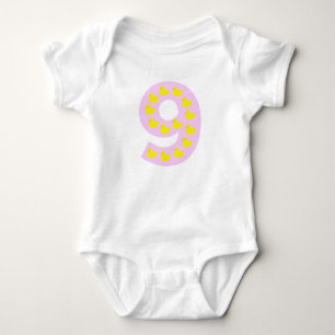 Duckling number 9 in pink baby bodysuit