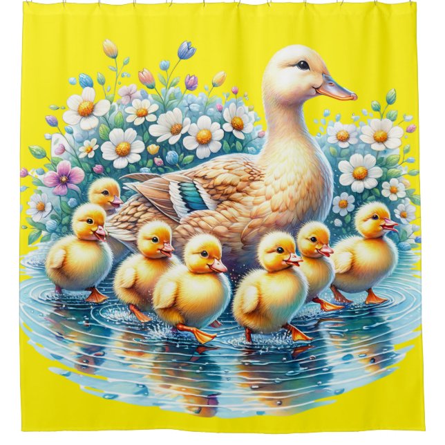 "Duckling Parade" Shower Curtain (Front)