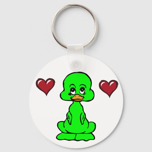 Duckling red hearts key ring (Front)