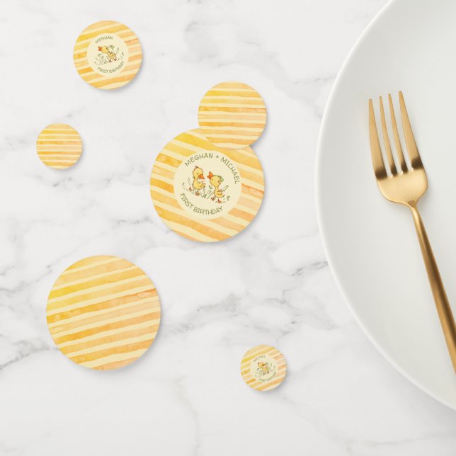 Duckling Twins First Birthday Party Confetti (Group)