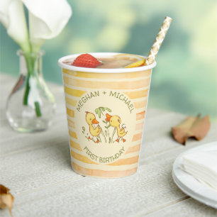 Duckling Twins First Birthday Party Paper Cups
