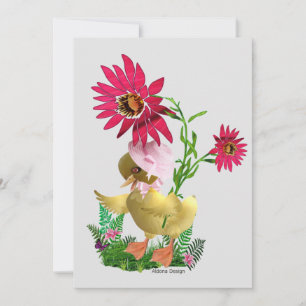 Duckling with Flowers Holiday Card