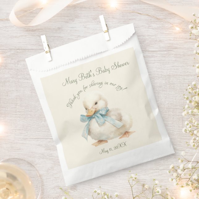 Duckling with Ribbon Baby Shower  Favour Bags (Clipped)