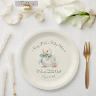 Duckling with Ribbon Baby Shower Paper Plate