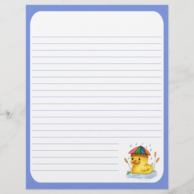 Duckling With Umbrella Hat Custom Letterhead (Front)
