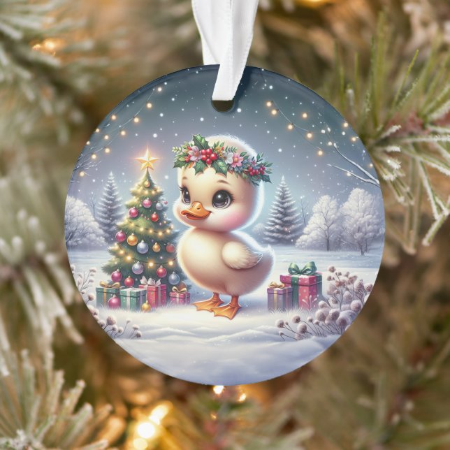 Duckling with Wreath & Starry Tree Ornament (Tree)