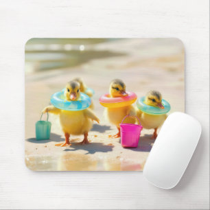 Ducklings With Beach Toys Mouse Mat