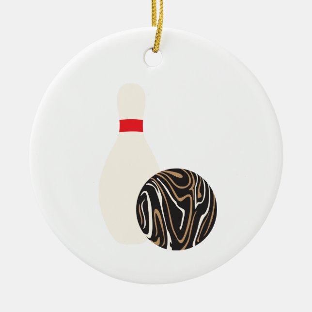 Duckpin Bowling Ball Ceramic Tree Decoration (Front)