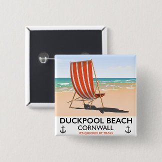 Duckpool Beach Cornwall travel poster 15 Cm Square Badge