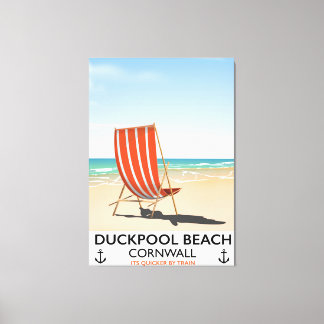 Duckpool Beach Cornwall travel poster Canvas Print