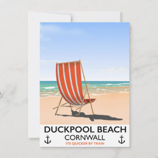 Duckpool Beach Cornwall travel poster Invitation