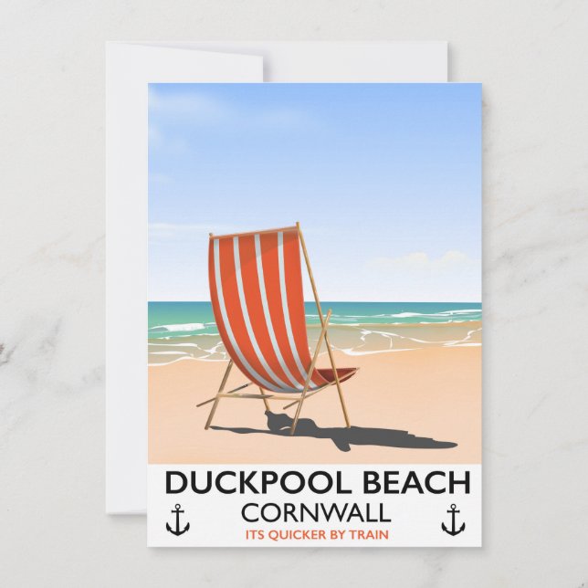Duckpool Beach Cornwall travel poster Invitation (Back)