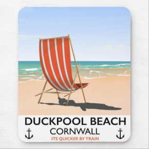 Duckpool Beach Cornwall travel poster Mouse Mat