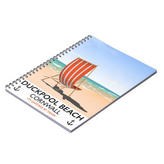 Duckpool Beach Cornwall travel poster Notebook