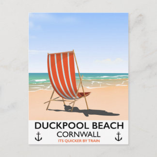 Duckpool Beach Cornwall travel poster Postcard