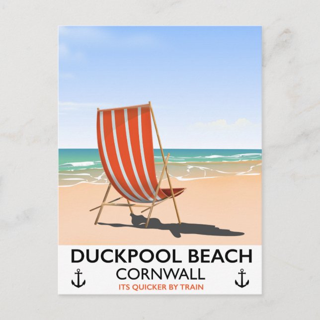 Duckpool Beach Cornwall travel poster Postcard (Front)
