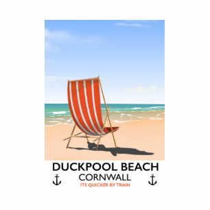 Duckpool Beach Cornwall travel poster Standing Photo Sculpture